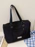 Letter Patch Decor Shopper Bag Medium Black