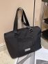 Letter Patch Decor Shopper Bag Medium Black