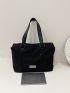 Letter Patch Decor Shopper Bag Medium Black