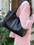 Minimalist Shoulder Tote Bag Medium Black