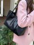 Minimalist Shoulder Tote Bag Medium Black