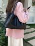 Minimalist Shoulder Tote Bag Medium Black