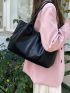 Minimalist Shoulder Tote Bag Medium Black