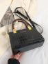 Crocodile Embossed Square Bag Mini Black