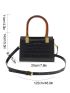 Crocodile Embossed Square Bag Mini Black