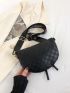 Crocodile Embossed Waist Bag Chain Decor Black