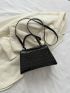 Crocodile Embossed Square Bag Small Black