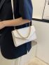 Embossed Detail Flap Square Bag Minimalist Chain Strap