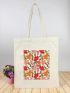 Flower Graphic Shopper Bag Small Double Handle Preppy