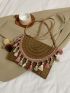 Tassel Decor Straw Bag Medium For Beach