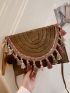 Tassel Decor Straw Bag Medium For Beach