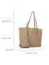 Small Straw Bag Double Handle Solid Color