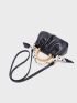 Minimalist Ruched Bag Chain Decor Medium Black