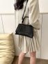 Crocodile Embossed Square Bag Small Black