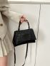 Crocodile Embossed Square Bag Small Black