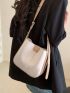 Minimalist Bucket Bag Contrast Binding With Inner Pouch