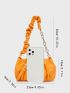 Minimalist Ruched Bag Small Neon Orange