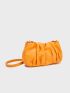 Minimalist Ruched Bag Small Neon Orange