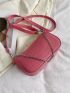 Crocodile Embossed Square Bag Small Chain Decor Pink