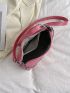 Crocodile Embossed Square Bag Small Chain Decor Pink