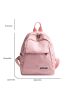 Letter Patch Decor Classic Backpack Mini Pink