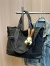 Minimalist Shopper Bag With Bag Charm Oversized