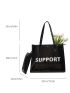 Letter Graphic Shoulder Tote Bag With Coin Purse