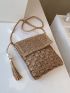 Mini Flap Straw Bag Paper Tassel Decor