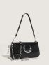 Moon Design Flap Baguette Bag Chain Fashion