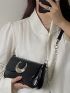 Moon Design Flap Baguette Bag Chain Fashion