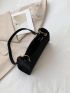 Crocodile Embossed Baguette Bag Fashion Black