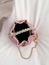 Mini Rhinestone Decor Bucket Bag Top Ring Tassel Detail