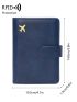 Airplane Graphic Passport Case RFID Blocking Blue