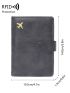 Airplane Graphic Passport Case RFID Blocking Gray