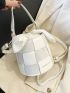 Letter Detail Braided Detail Know Detail Bucket Bag Fashion White