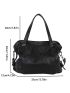 PU Shoulder Tote Bag Zipper Double Handle Black Fashionable