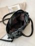 PU Shoulder Tote Bag Zipper Double Handle Black Fashionable