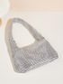 Rhinestone Decor Hobo Bag Top Handle Glamorous For Party