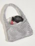 Rhinestone Decor Hobo Bag Top Handle Glamorous For Party