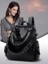 Vintage Design Studded Decor Functional Backpack for Women