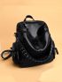 Vintage Design Studded Decor Functional Backpack for Women