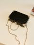 Mini Box Bag Crocodile Embossed Chain Black PU Fashionable