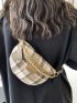 Plaid Pattern Fanny Pack With Zipper Chain Decor Fashionable