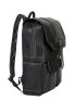 Black Flap Backpack Vintage Textured Buckle Decor PU