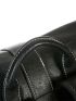 Black Flap Backpack Vintage Textured Buckle Decor PU