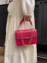Small Square Bag Funky Neon-pink Crocodile Embossed Flap Chain PU
