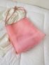 Pink Shopper Bag With Inner Pouch Minimalist Double Handle For Shopping