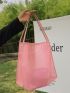 Pink Shopper Bag With Inner Pouch Minimalist Double Handle For Shopping