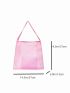 Pink Shopper Bag With Inner Pouch Minimalist Double Handle For Shopping