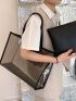 Transparent Shoulder Tote Bag With Inner Pouch Minimalist Contrast Binding PVC